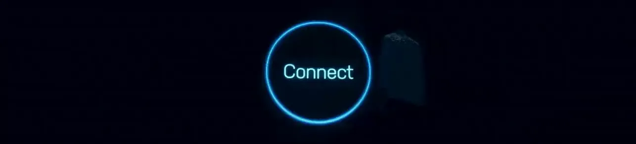A glowing ring of light with the word Connect inside it